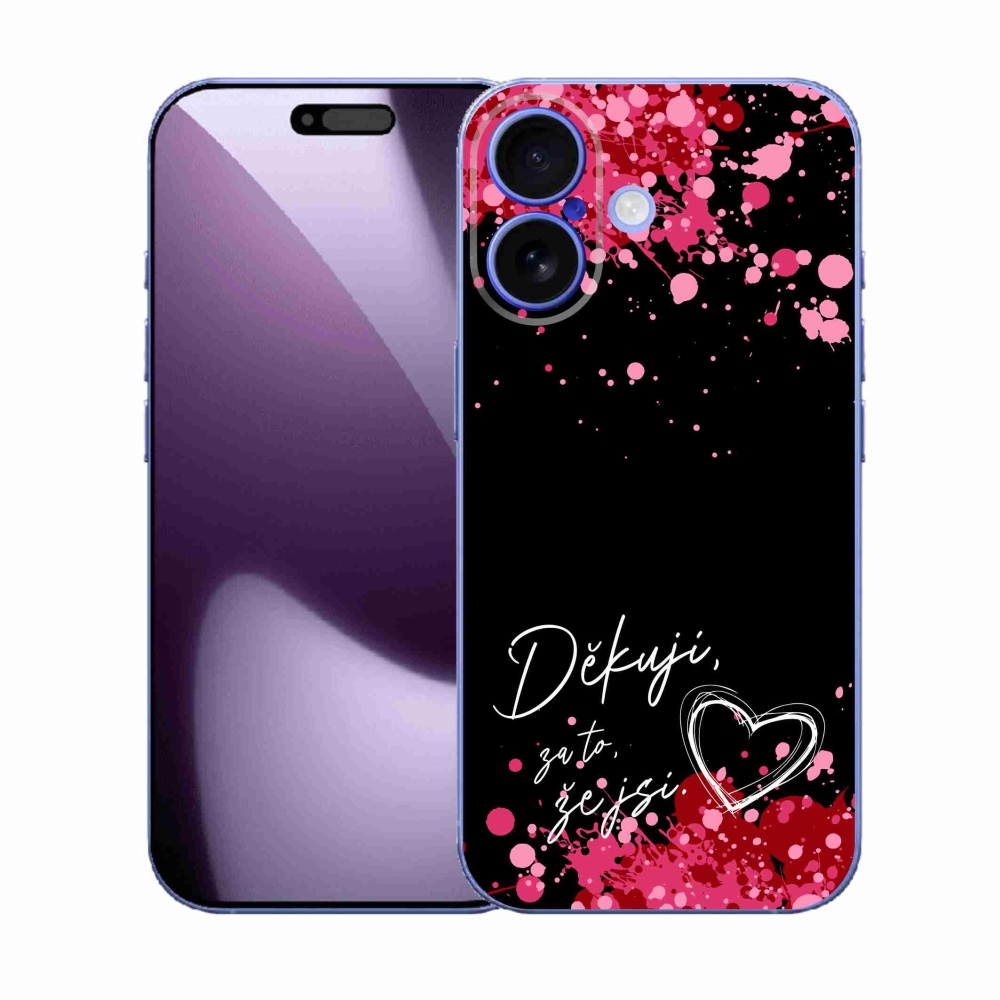 Gélový kryt mmCase na iPhone 17 - zamilovaný text 2 čierne pozadie