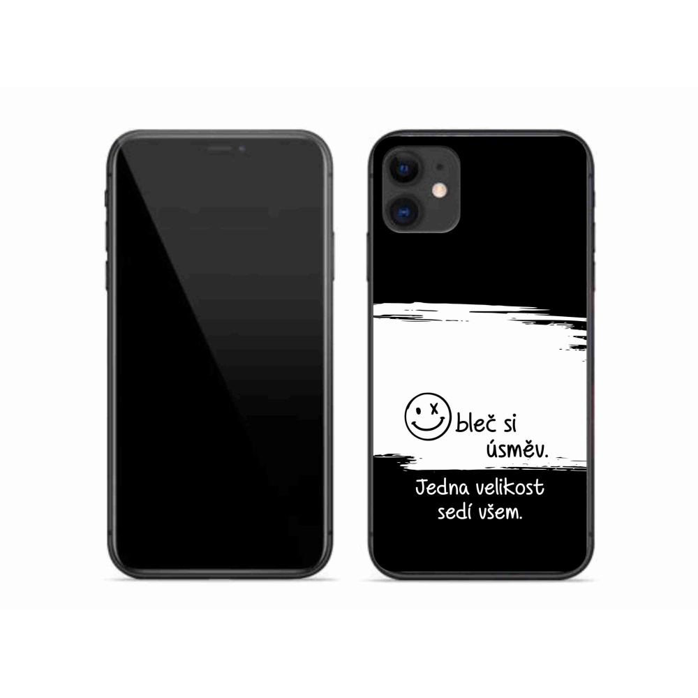 Gélový kryt mmCase na iPhone 11 - vtipný text 8 bieločierne pozadie