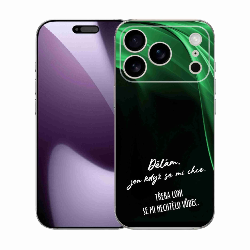 Gélový kryt mmCase na iPhone 17 Pro - vtipný text 12 čierne pozadie
