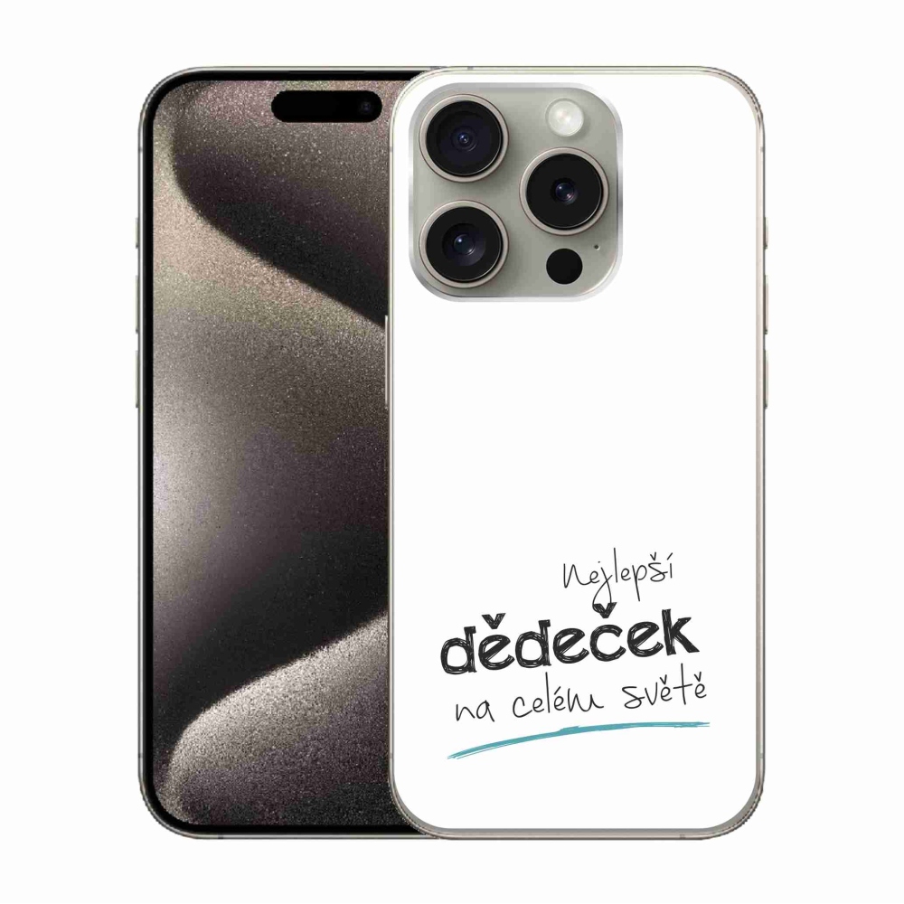 Gélový kryt mmCase na iPhone 15 Pro - najlepší dedko 3 biele pozadie