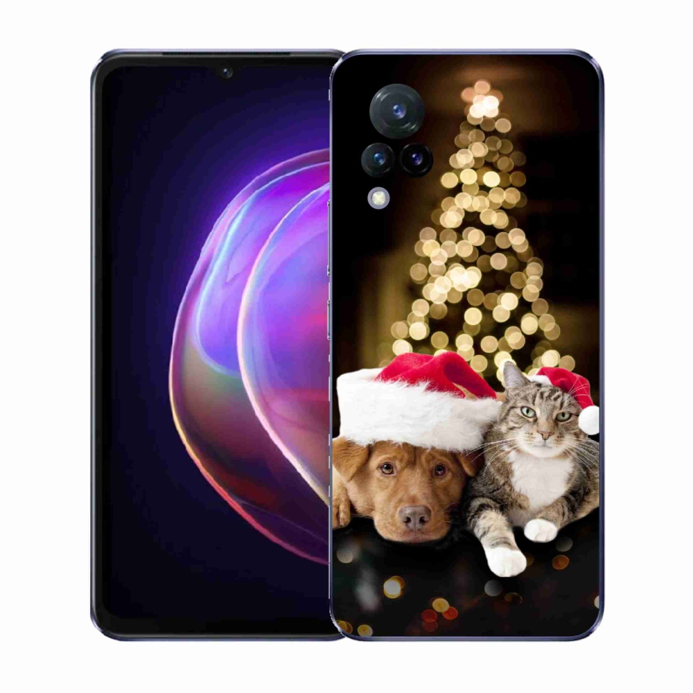 Gélový kryt mmCase na Vivo V21 4G/5G - vianočný pes a mačka