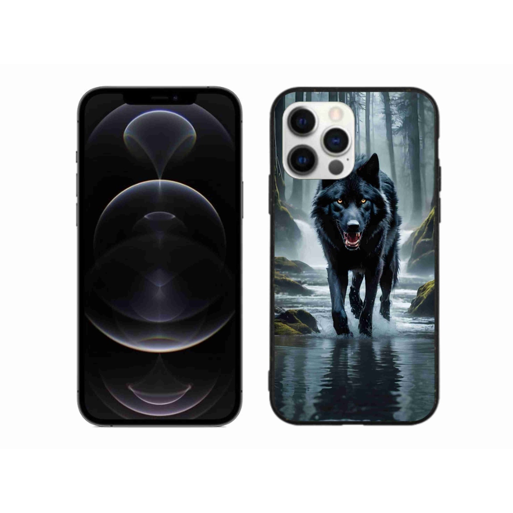 Gélový kryt mmCase na iPhone 12 Pro Max - čierny vlk