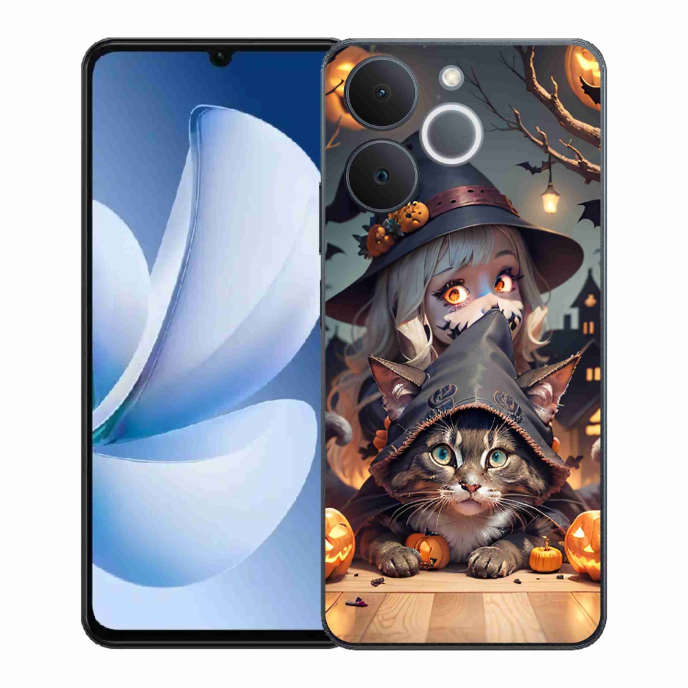 Gélový kryt mmCase na Realme Note 70T - čarodejnica s mačkou