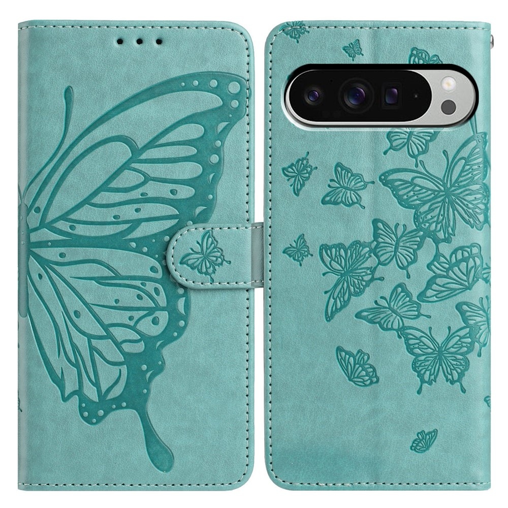 Floral Butterfly knižkové puzdro na Google Pixel 10 Pro XL/Pixel 9 Pro XL - modrozelené