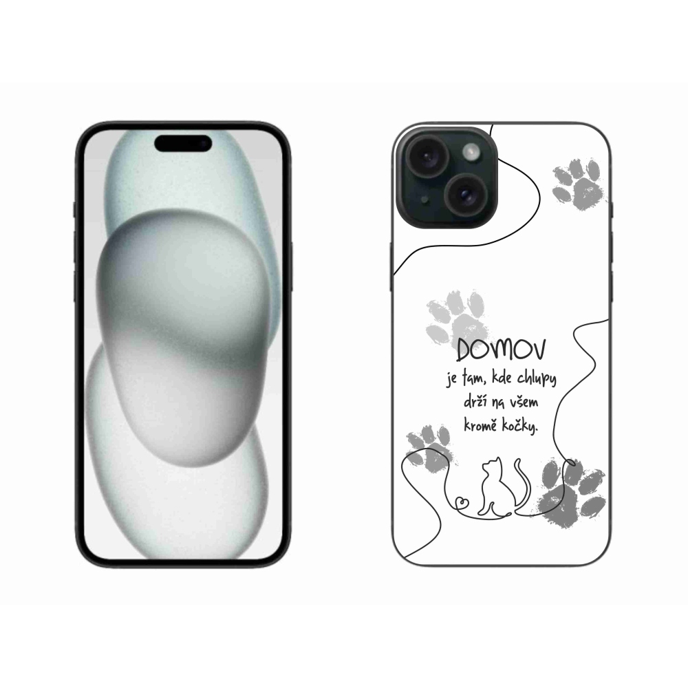 Gélový kryt mmCase na iPhone 15 Plus - mačacie motív biele pozadie