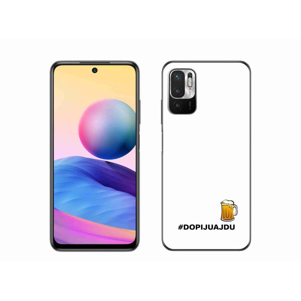 Gélový kryt mmCase na Xiaomi Redmi Note 10 5G - pivný motív 1 biele pozadie