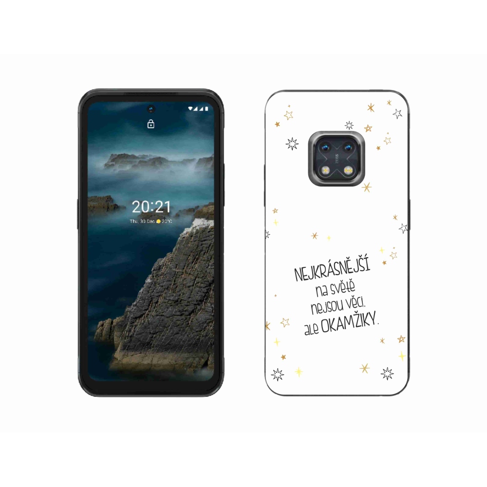 Gélový kryt mmCase na Nokia XR20 - citát 4 biele pozadie