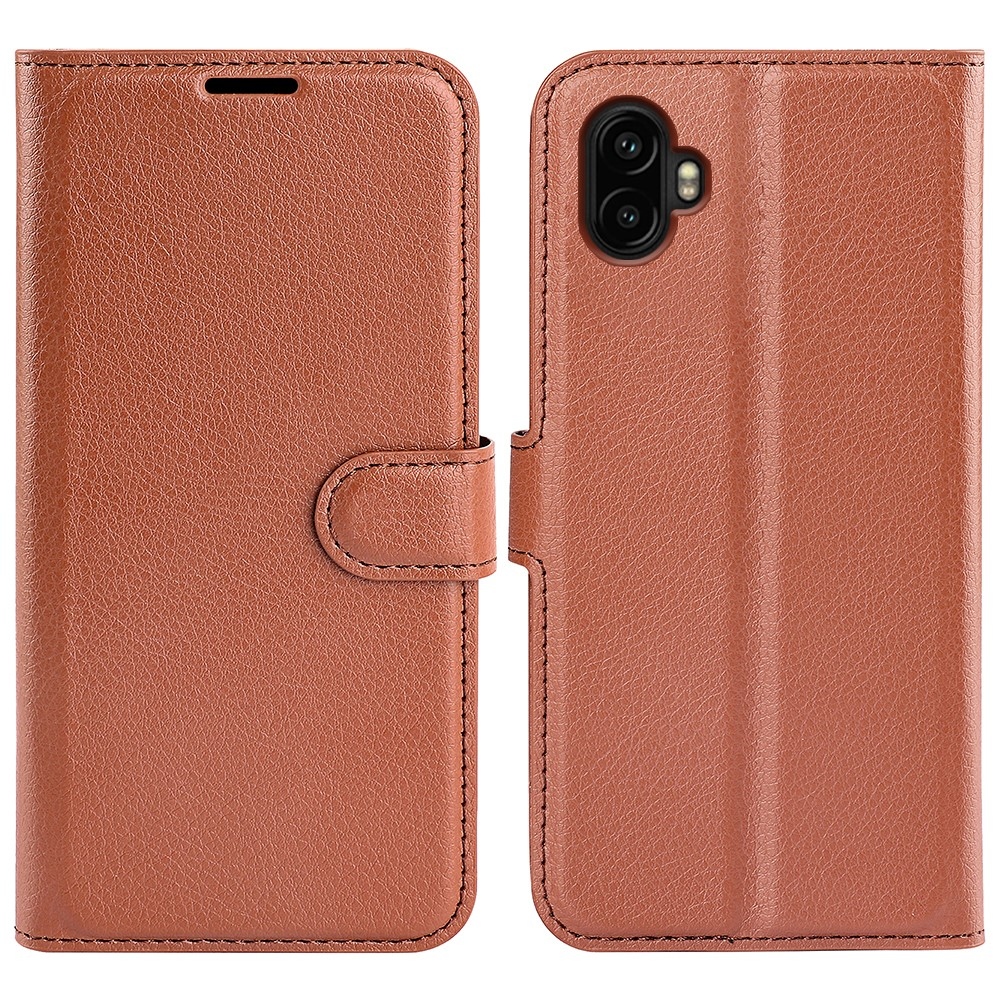 Litchi knižkové púzdro na Samsung Galaxy Xcover 7 Pro - hnedé