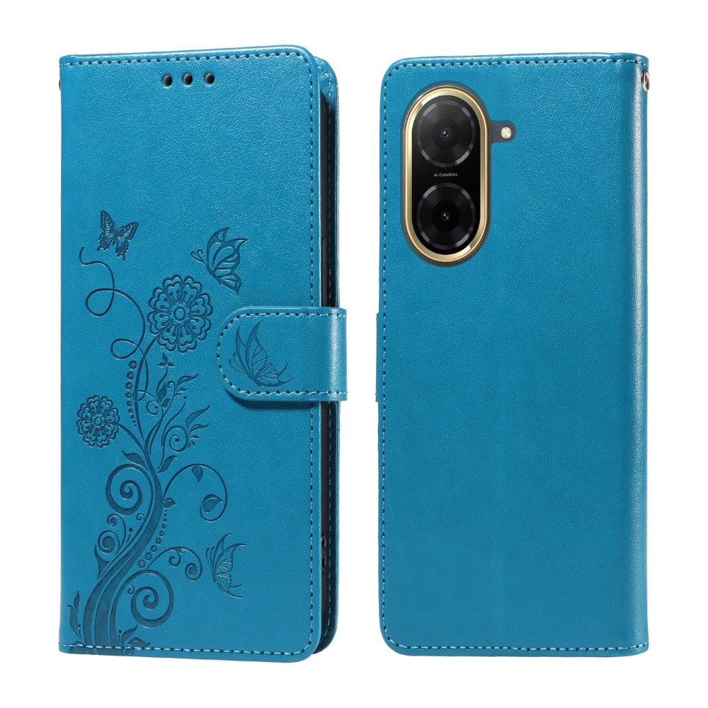 Flowery knižkové púzdro na Xiaomi Redmi A5 (173.45x79.35x8.45mm) - modré