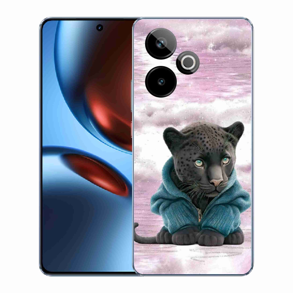 Gélový kryt mmCase na Realme GT 7 5G/GT 7T 5G - čierny panter vo svetri