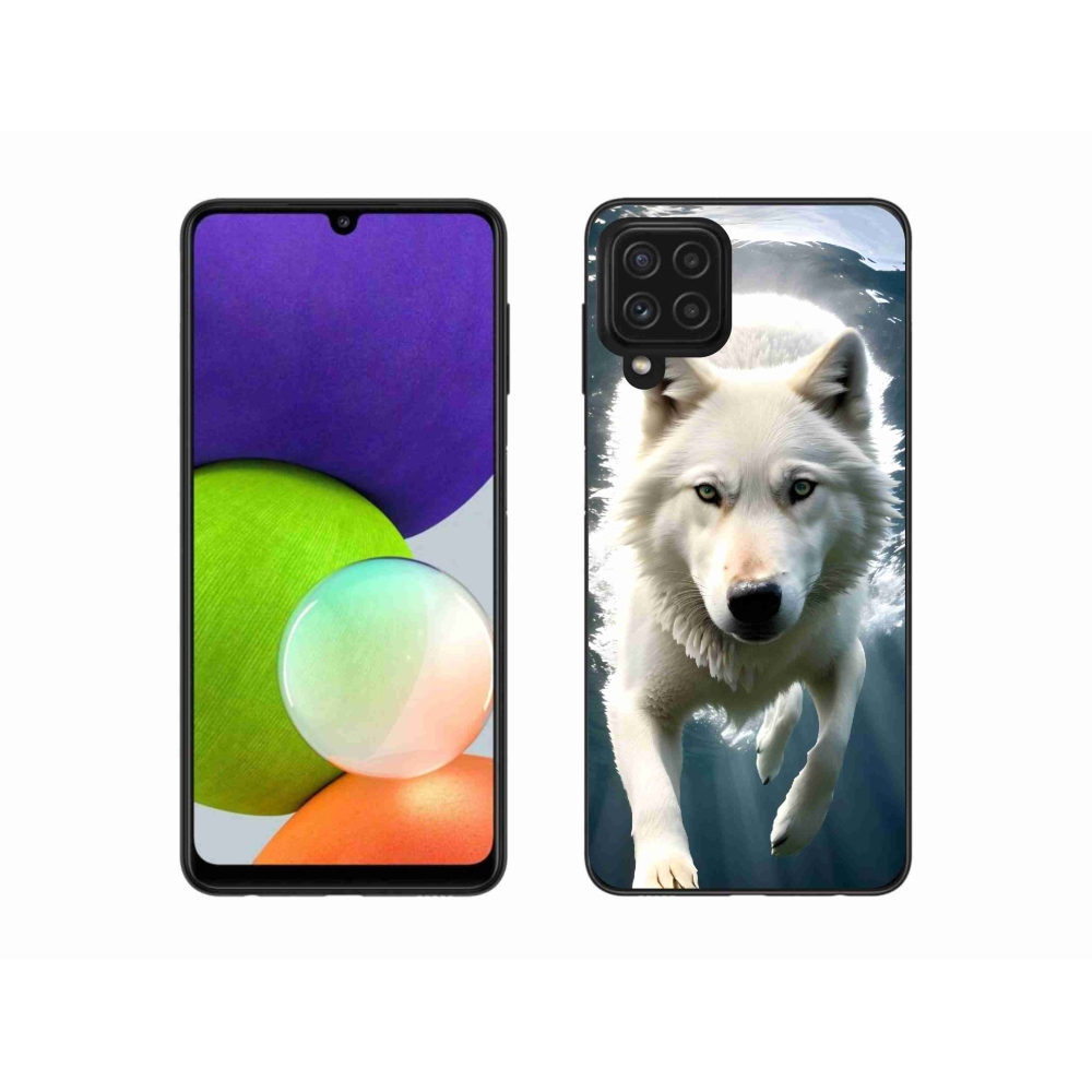 Gélový kryt mmCase na Samsung Galaxy A22 4G - biely vlk