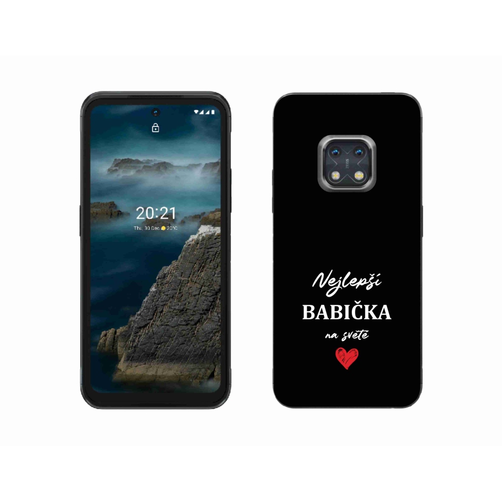 Gélový kryt mmCase na Nokia XR20 - najlepšia babička 1 čierne pozadie