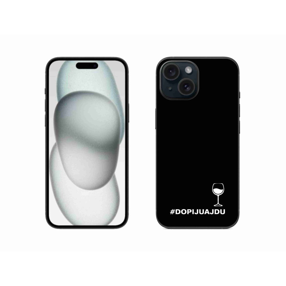 Gélový kryt mmCase na iPhone 15 - vínny motív čierne pozadie