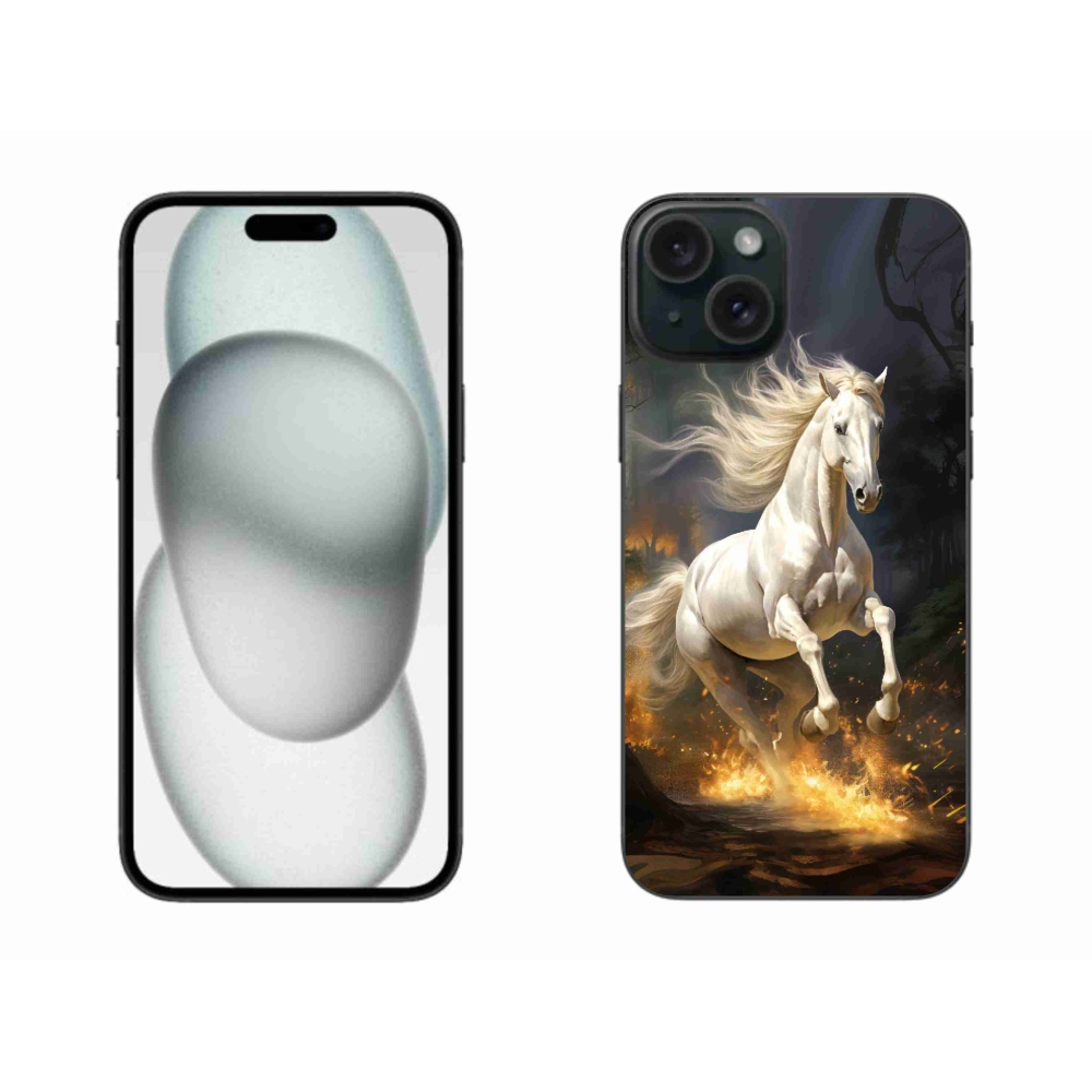 Gélový kryt mmCase na iPhone 15 Plus - biely kôň 2
