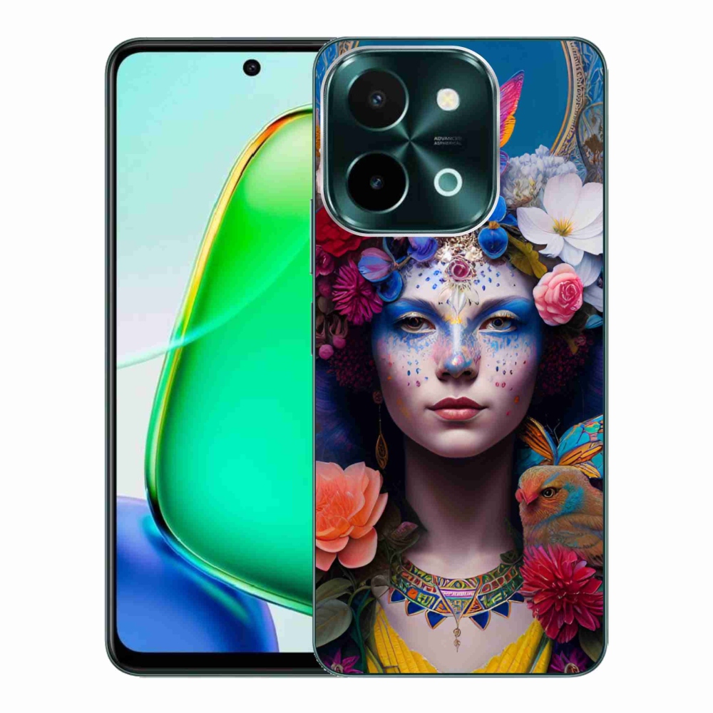 Gélový kryt mmCase na Vivo Y28 - žena s kvetinami