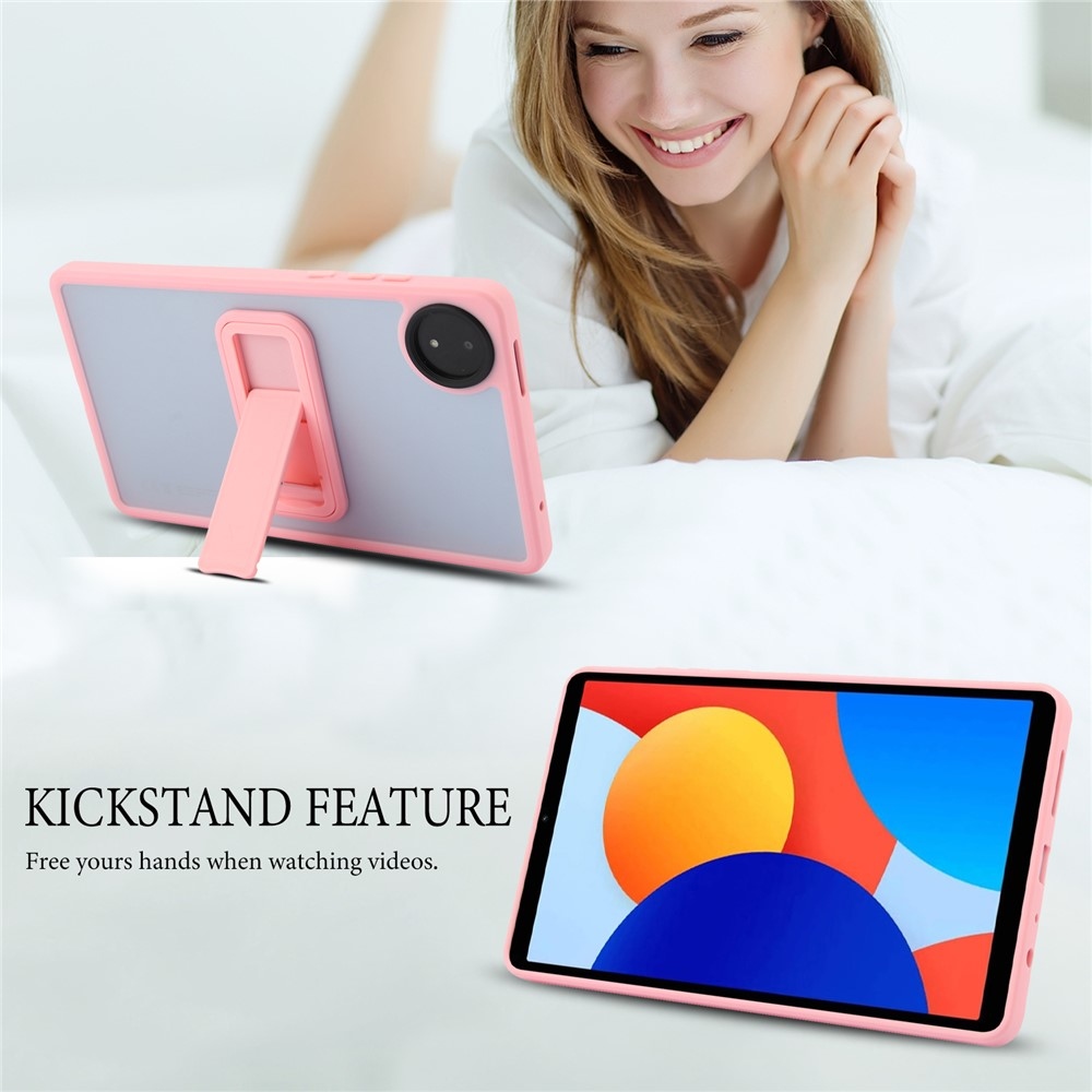 Skiny gélový obal s pevným chrbtom a výklopným stojanom na Xiaomi Redmi Pad SE 8.7 - ružový