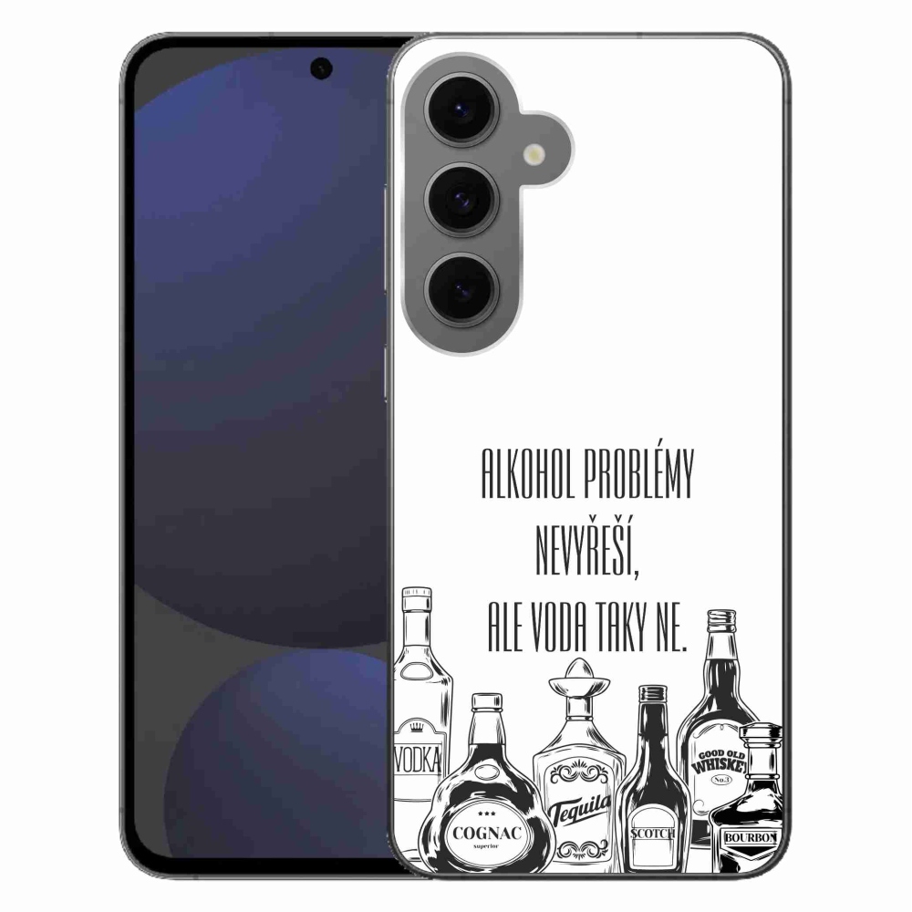 Gélový kryt mmCase na Samsung Galaxy S24 FE - vtipný text biele pozadie