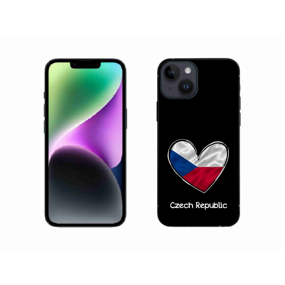 Gélový kryt mmCase na iPhone 14 - vlajka srdca čierne pozadie