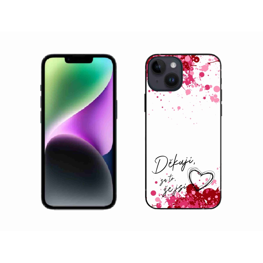 Gélový kryt mmCase na iPhone 14 - zamilovaný text 2 biele pozadie