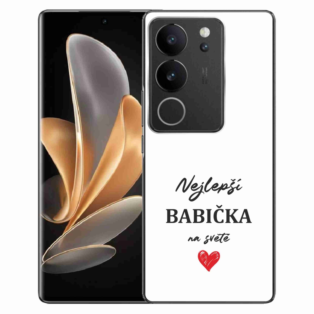Gélový kryt mmCase na Vivo V29 5G - najlepšia babička 1 biele pozadie