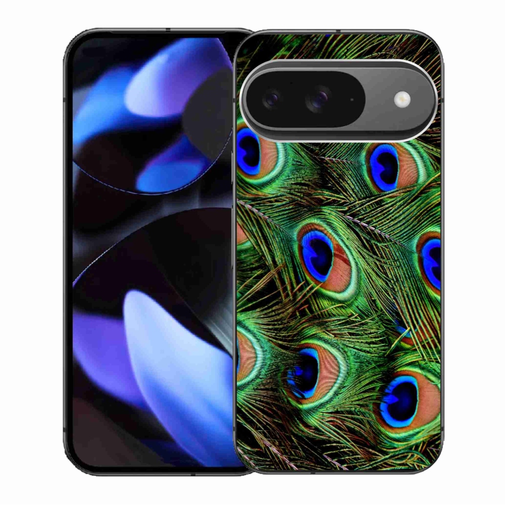 Gélový kryt mmCase na Google Pixel 9/9 Pro - pávie perie