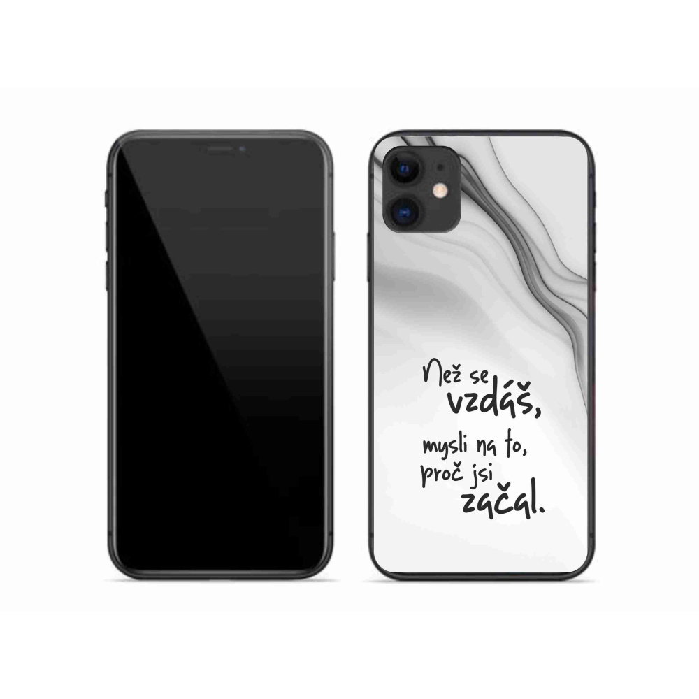 Gélový kryt mmCase na iPhone 11 - citát 2 biele pozadie