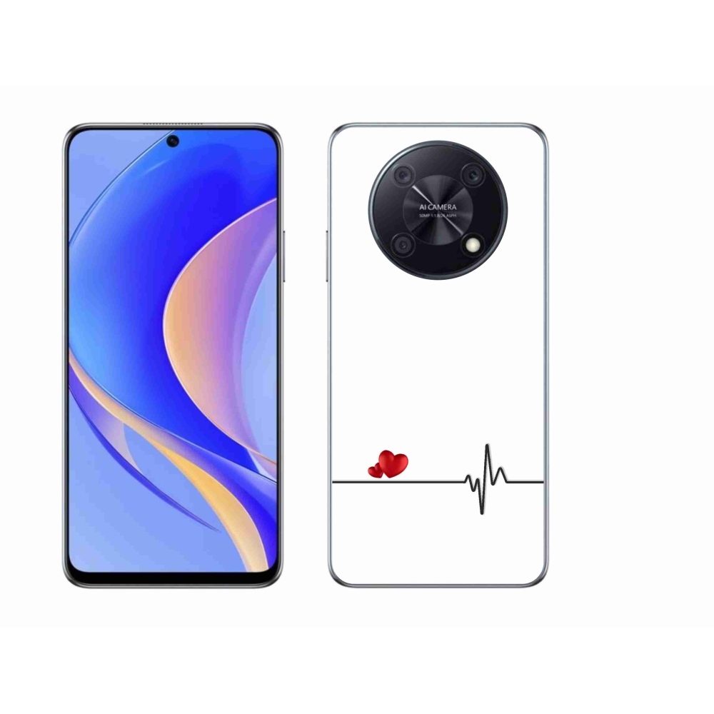 Gélový kryt mmCase na Huawei Nova Y90 - srdce a tep biele pozadie