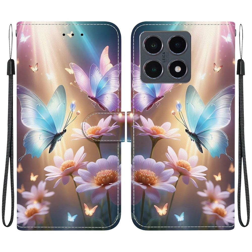 Versatile knižkové puzdro na Xiaomi 15T - motýle a margaréty