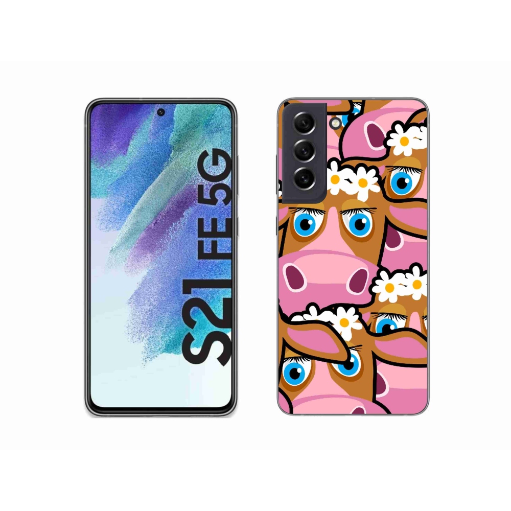 Gélový kryt mmCase na Samsung Galaxy S21 FE 5G - kreslené kravičky