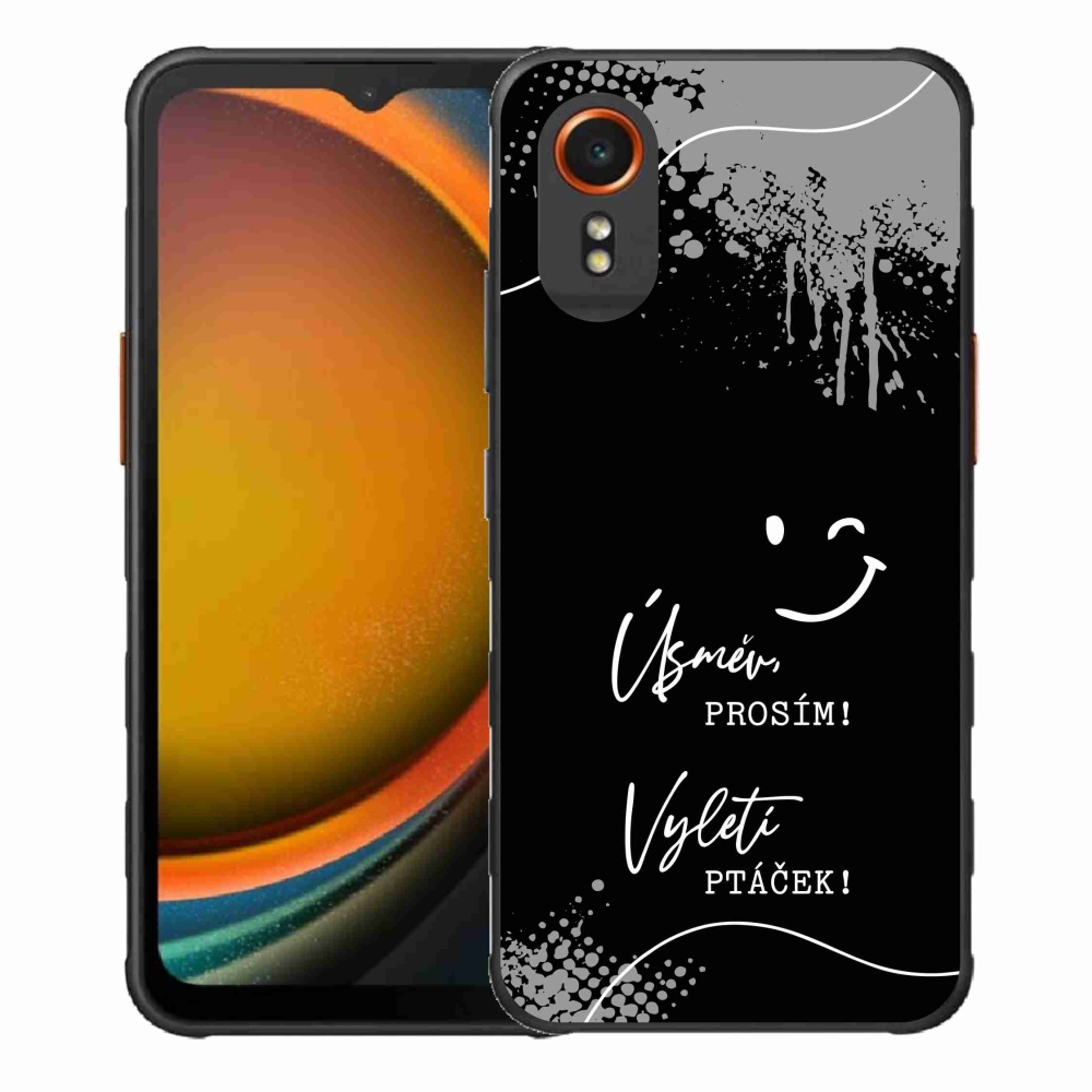 Gélový kryt mmCase na Samsung Galaxy Xcover 7 - vtipný text 4 čierne pozadie