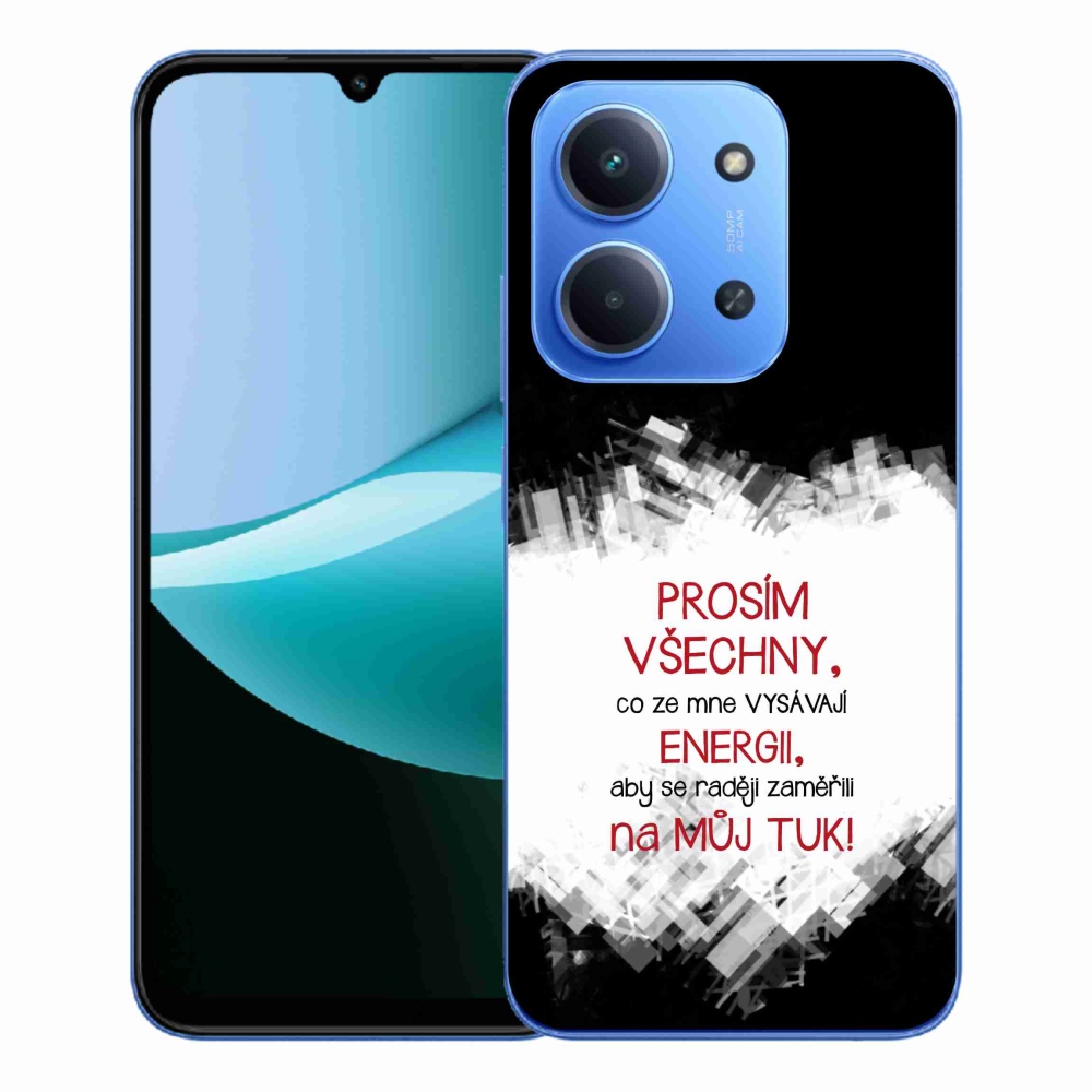 Gélový kryt mmCase na Xiaomi Redmi 15C 4G/5G (173mm) - vtipný text 1 červený