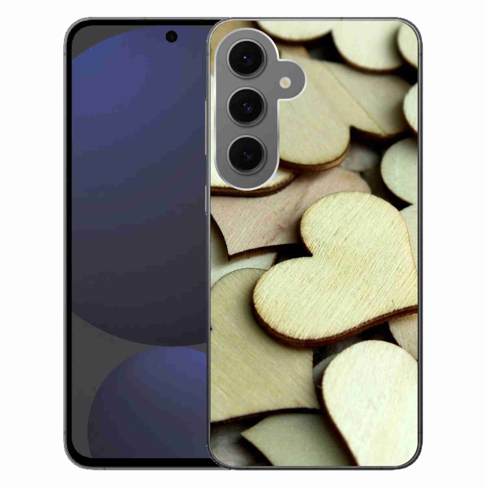Gélový kryt mmCase na Samsung Galaxy S24 FE - drevené srdiečka