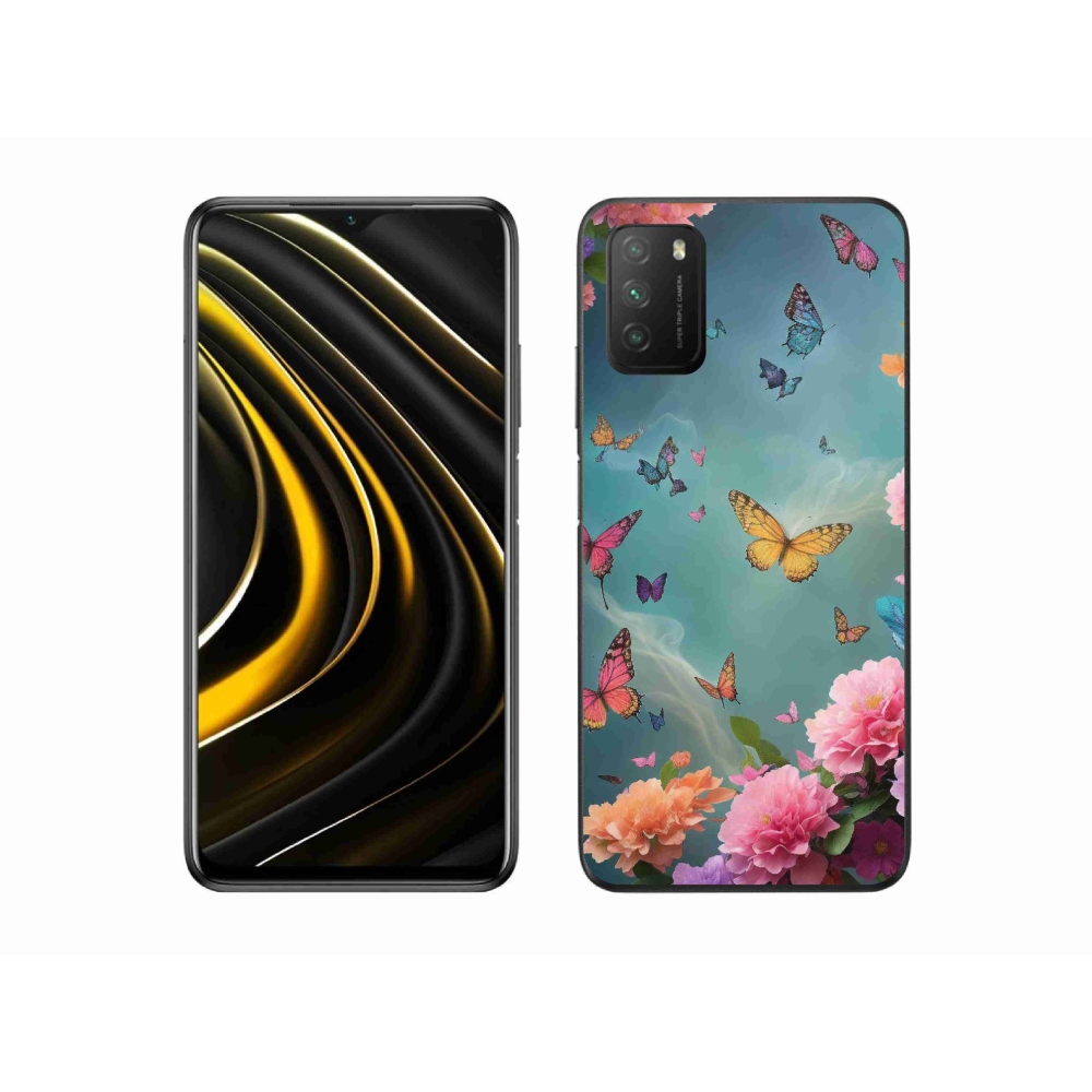 Gélový kryt mmCase na Xiaomi Poco M3 - farebné kvety a motýle