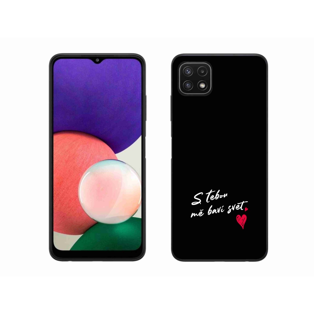 Gélový kryt mmCase na Samsung Galaxy A22 5G - zamilovaný text 1 čierne pozadie