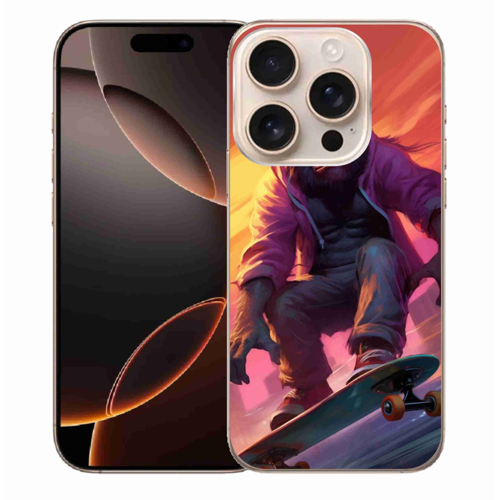 Gélový kryt mmCase na iPhone 16 Pro Max - gorila na skateboarde