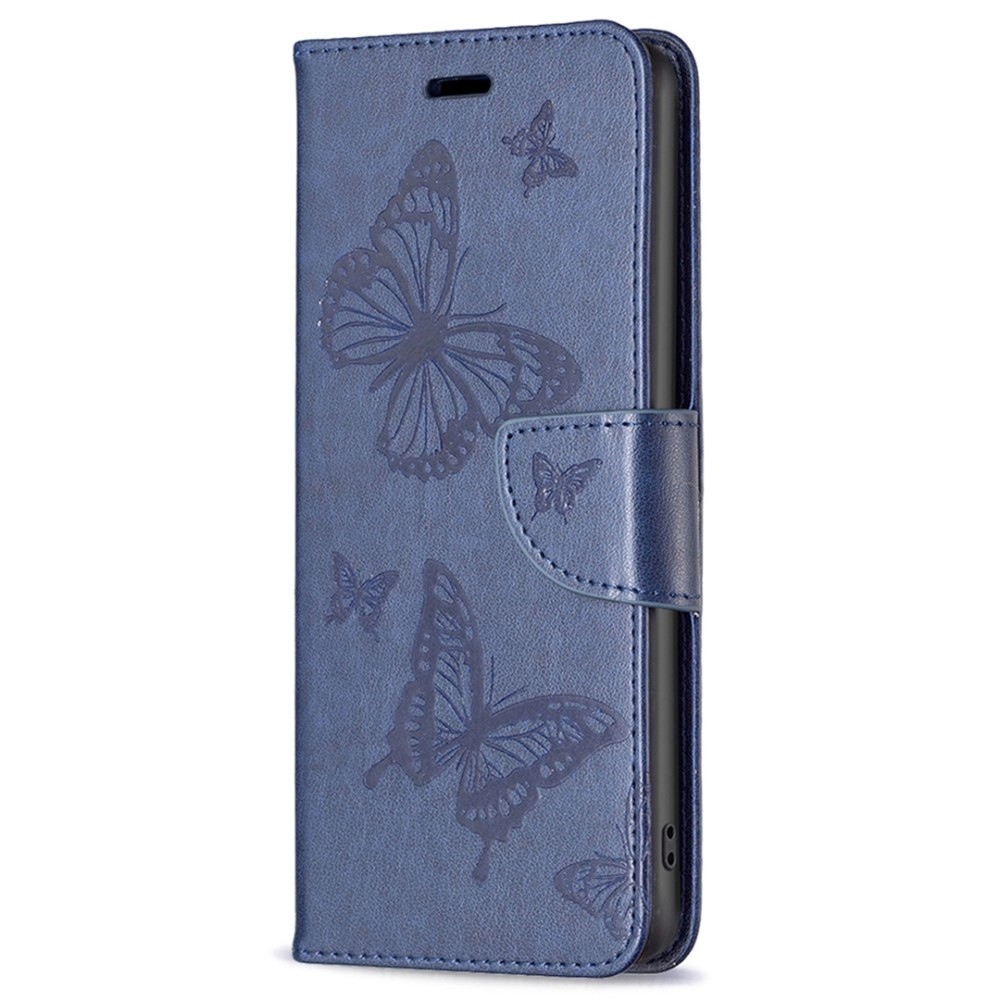 Butterfly knižkové púzdro na Samsung Galaxy A15 4G/5G - tmavomodré