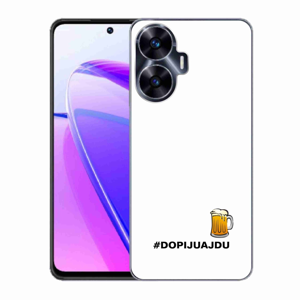 Gélový kryt mmCase na Realme C55 - pivný motív 1 biele pozadie