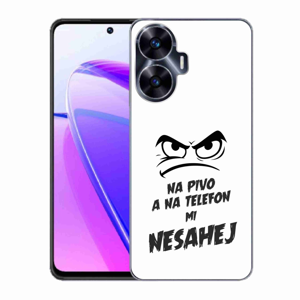 Gélový kryt mmCase na Realme C55 - pivný motív 2 biele pozadie