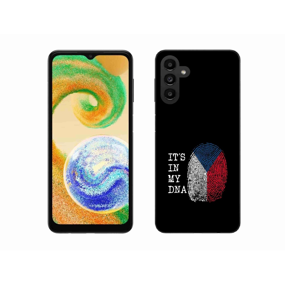 Gélový kryt mmCase na Samsung Galaxy A04s (164.7x76.7x9.1mm) - vlajka odtlačok prsta čierne pozadie