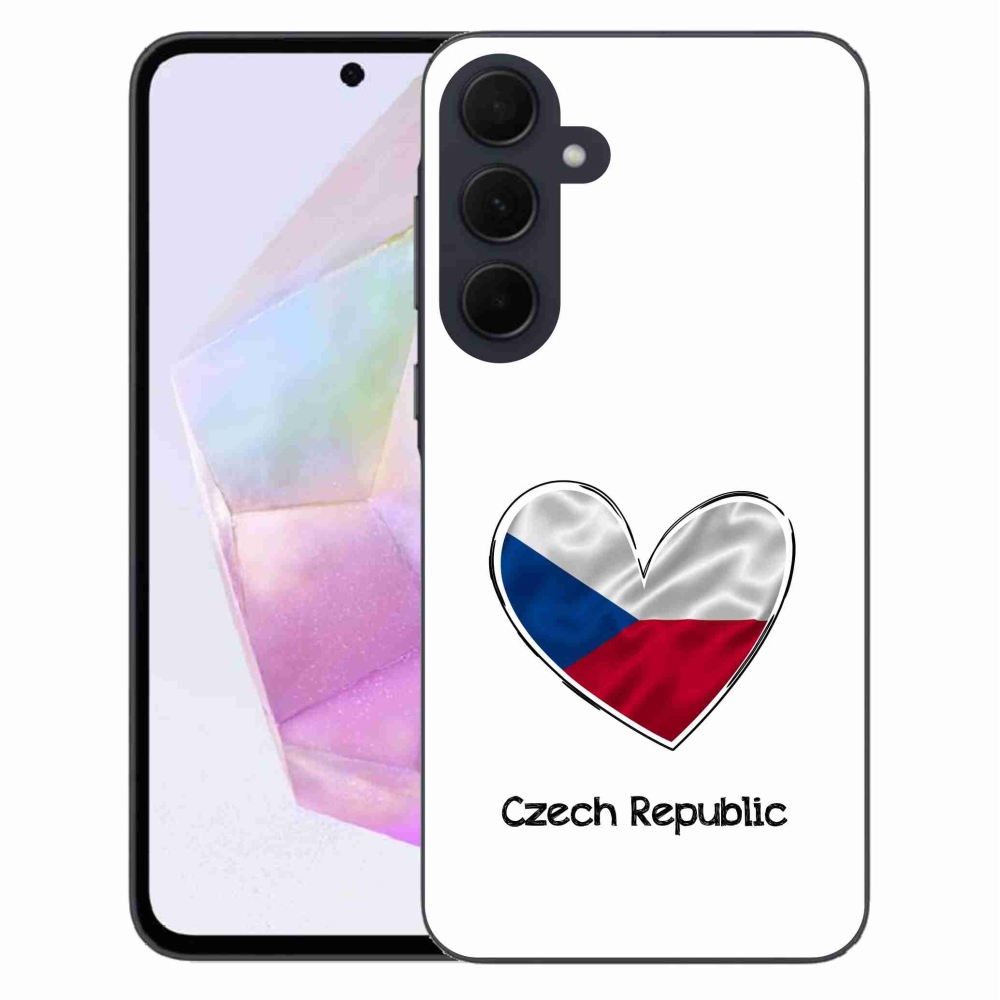 Gélový kryt mmCase na Samsung Galaxy A35 5G - vlajka srdca biele pozadie
