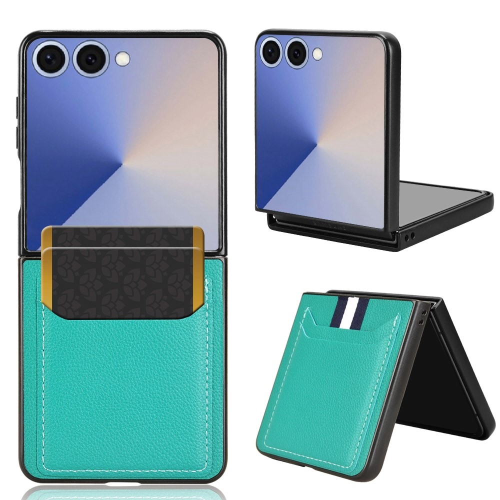 Combi plastový kryt s umelou kožou na Samsung Galaxy Z Flip7 5G - zelený