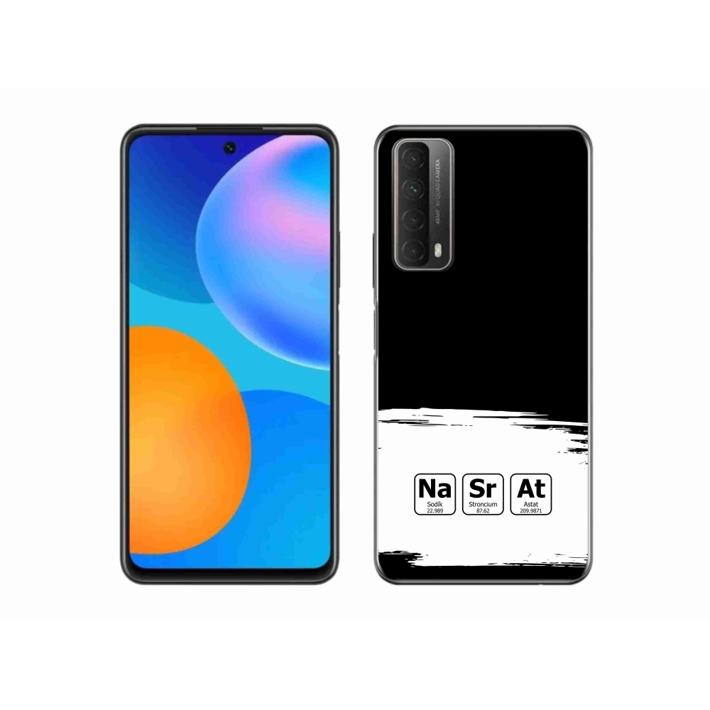 Gélový kryt mmCase na Huawei P Smart (2021) - chemické prvky bieločierne pozadie