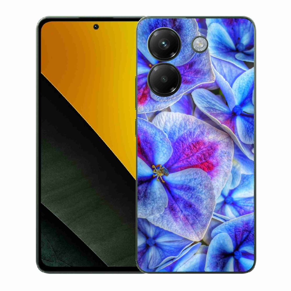 Gélový kryt mmCase na Xiaomi Poco M7 Pro 5G - modré kvety 1