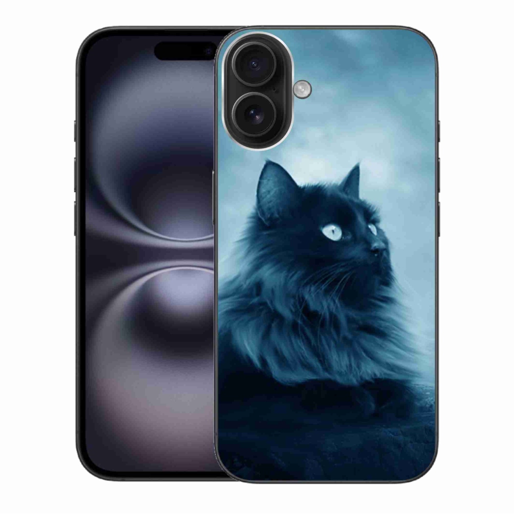 Gélový obal mmCase na iPhone 16 Plus - čierna mačka 1