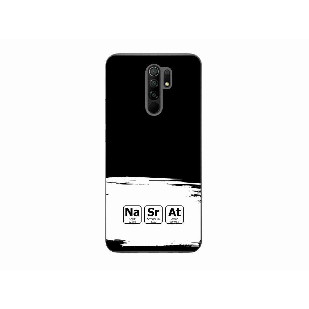 Gélový kryt mmCase na Xiaomi Redmi 9 - chemické prvky bieločierne pozadie
