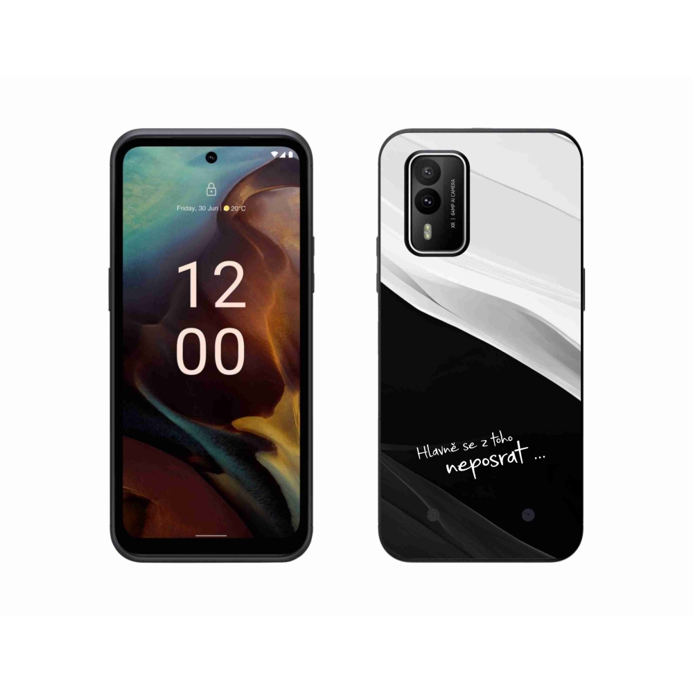 Gélový kryt mmCase na Nokia XR21 - vtipný text 13 čiernobiele pozadie