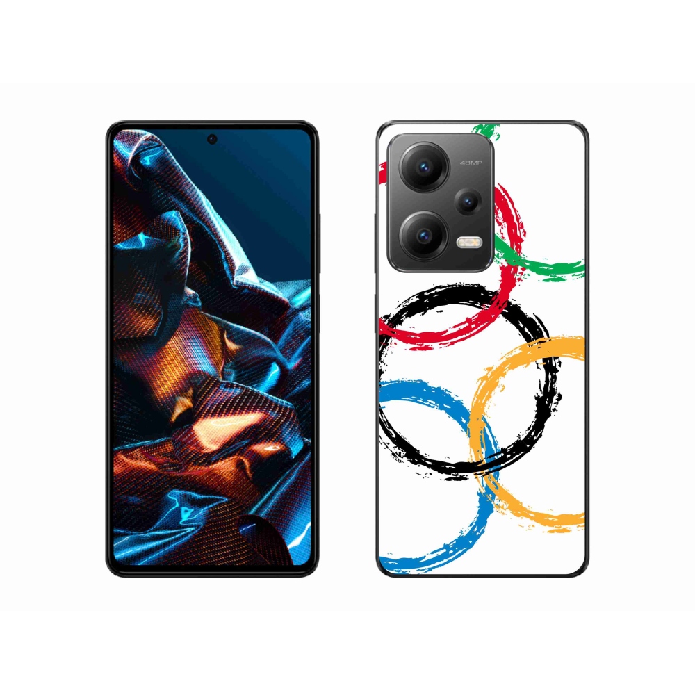 Gélový kryt mmCase na Xiaomi Redmi Note 12 Pro 5G - olympijské kruhy biele pozadie