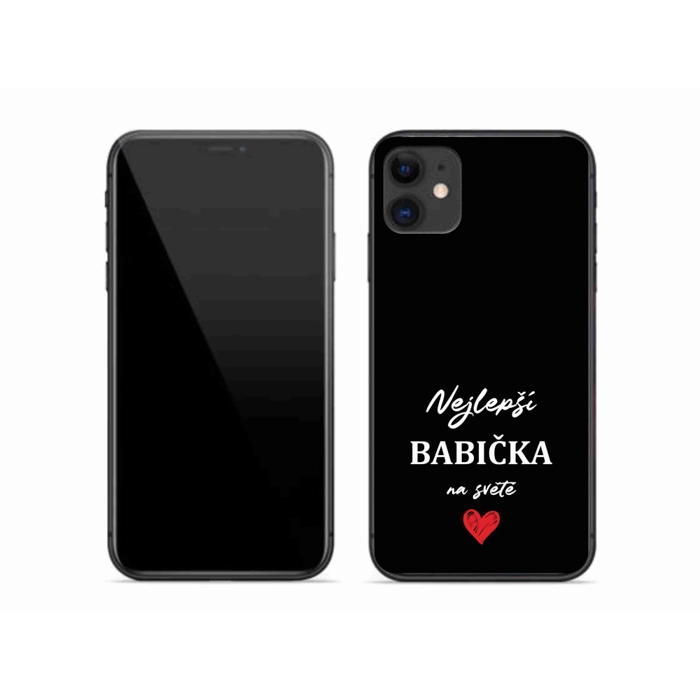 Gélový kryt mmCase na iPhone 11 - najlepšia babička 1 čierne pozadie