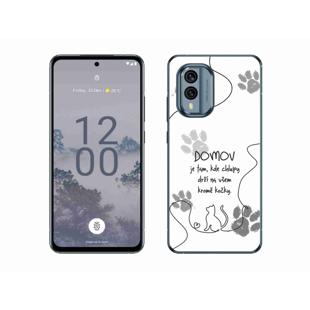 Gélový kryt mmCase na Nokia X30 5G - mačacie motív biele pozadie