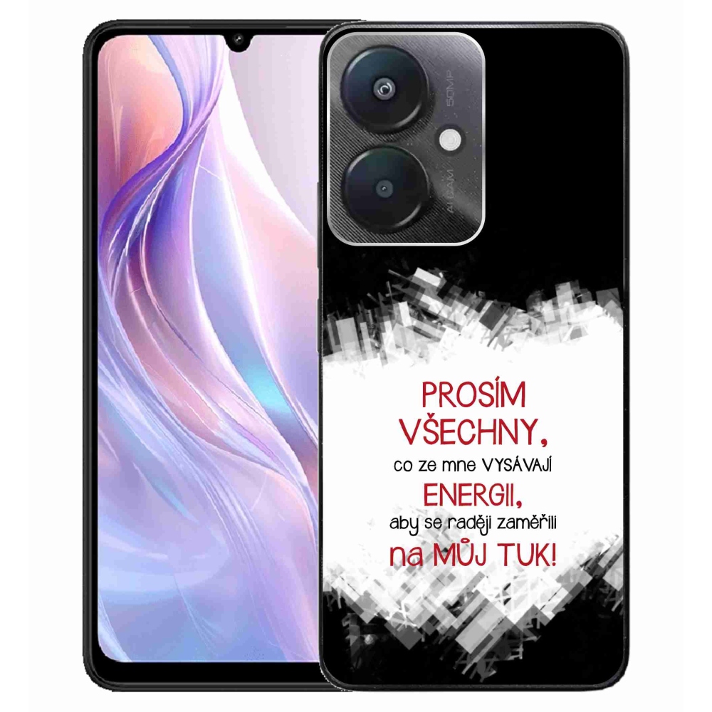 Gélový kryt mmCase na Xiaomi Redmi 13C 5G - vtipný text 1 červený